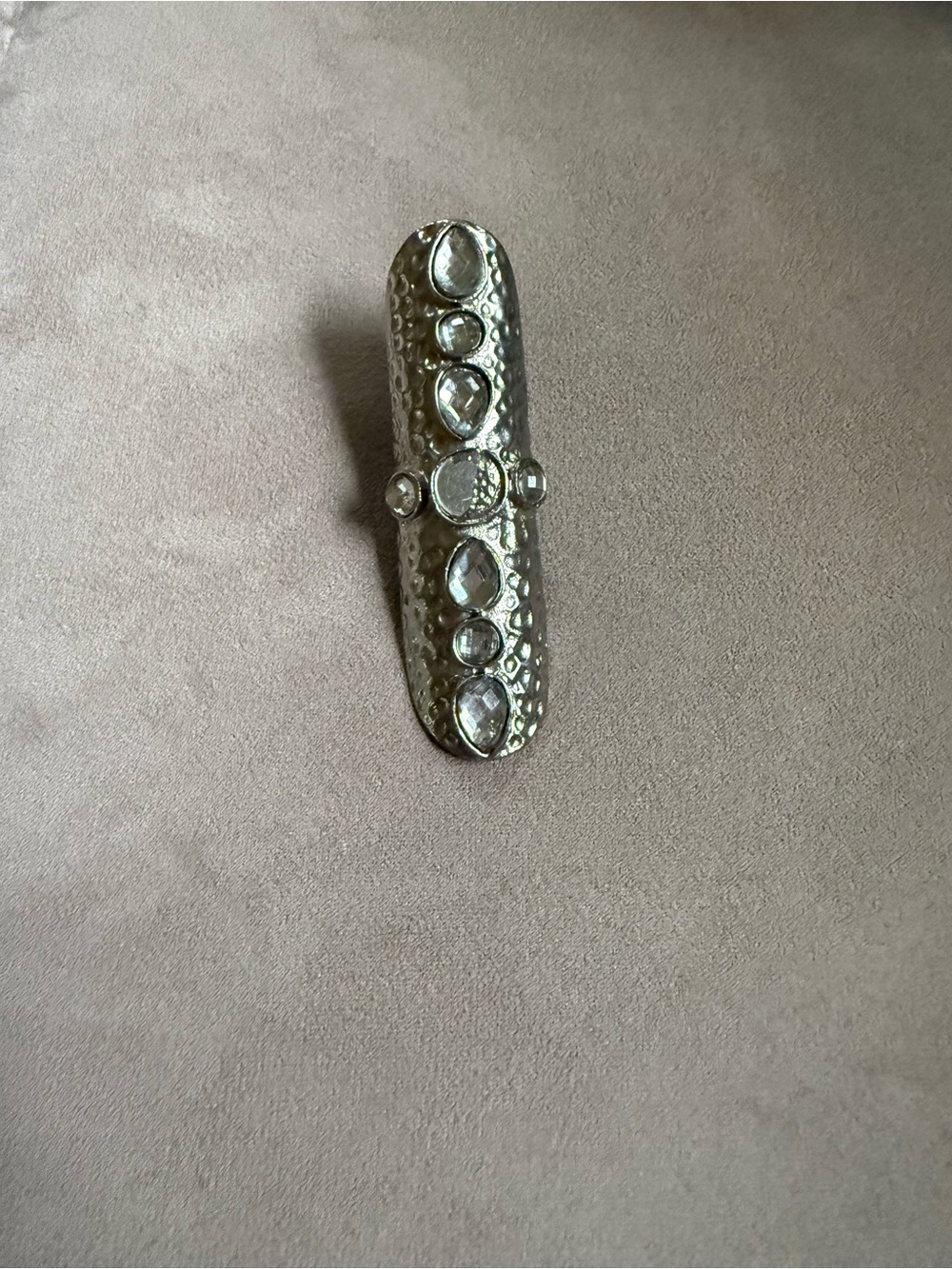 Vintage Y2K Silver Crystal Shield Ring